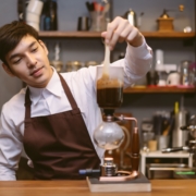Handsome,Barista,Asian,Man,Making,Coffee,In,Syphon,Device,For